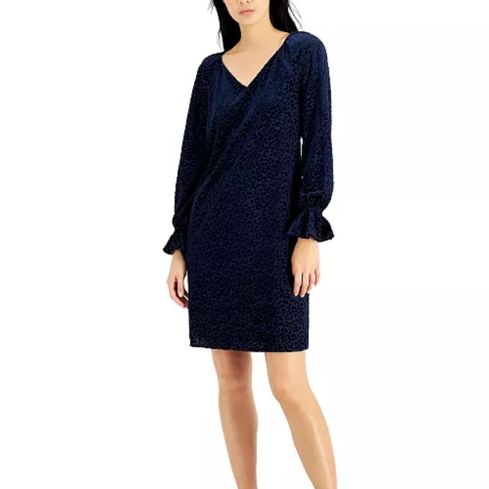 Nine West Burnout Velvet Shift Dress sz 8